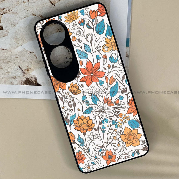 Oppo A60 - Floral Series Design 9 -  Premium Printed Metal soft Bumper shock Proof Case