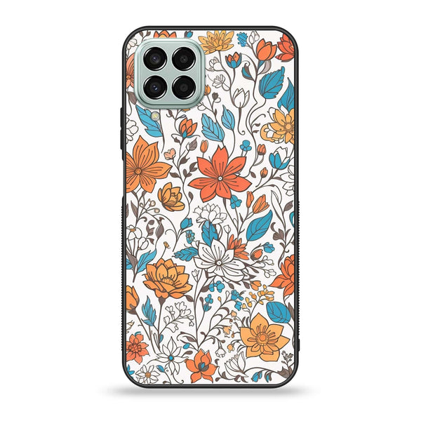 Samsung Galaxy M33 - Floral Series Design 9 - Premium Printed Glass soft Bumper Shock Proof Case
