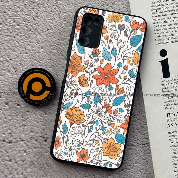 Samsung Galaxy A03s -  Floral Series Design 9 - Premium Printed Metal soft Bumper shock Proof Case