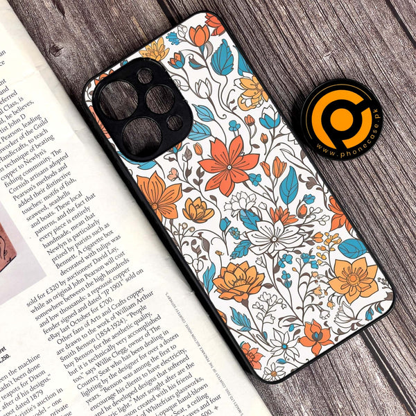 Xiaomi Redmi 12 - Floral Series Design 9 - Premium Printed Glass soft Bumper Shock Proof Case