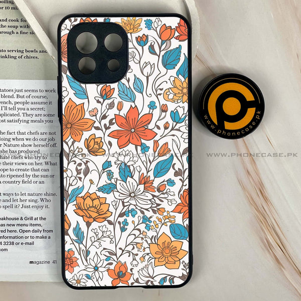 Mi 11 Lite - Floral Series Design 9 - Premium Printed Glass soft Bumper Shock Proof Case