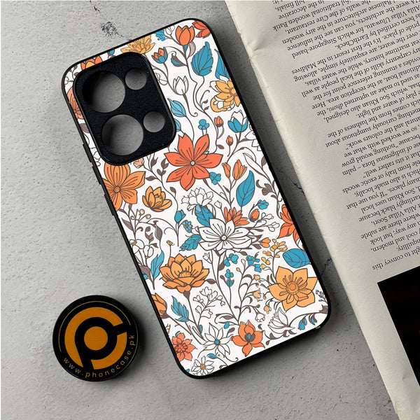 Oppo Reno 13 - Floral Series Design 9 - Premium Metal Printed Soft Bumper Shockproof Case
