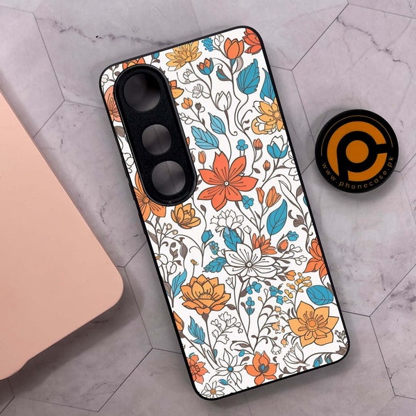 Vivo V50 Lite - Floral Series Design 9 - Premium Metal Printed soft Bumper shock Proof Case