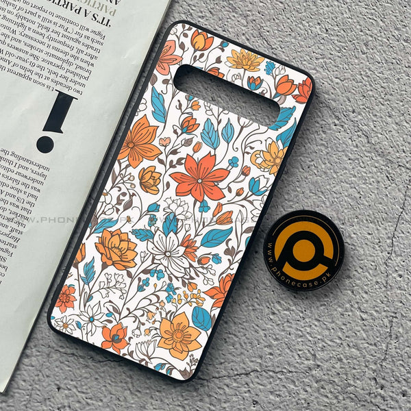 Samsung Galaxy S10 5G - Floral Series Design 9 - Premium Printed Glass soft Bumper Shock Proof Case