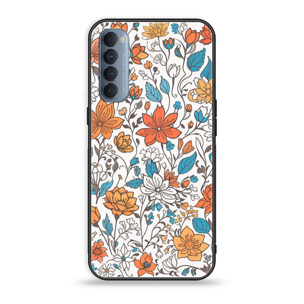 Oppo Reno 4 Pro 4G - Floral Series Design 9 - Premium Printed Glass soft Bumper Shock Proof Case