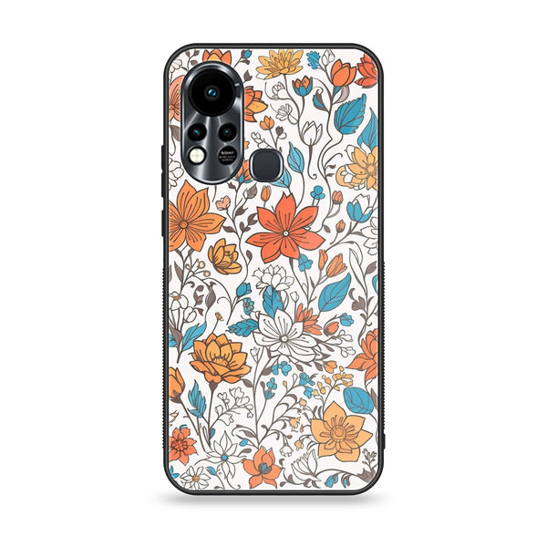 Infinix Hot 11S NFC  Floral Series Design 9  Premium Printed Glass soft Bumper Shock Proof Case