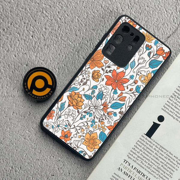 Samsung Galaxy S20 Ultra - Floral Series Design 9 - Premium Metal  Printed soft Bumper shock Proof Case