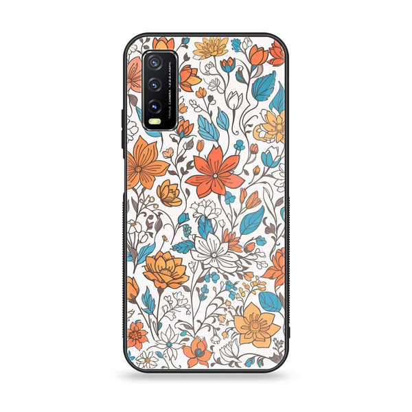 Vivo Y20s - Floral Series Design 9 - Premium Printed Glass soft Bumper shock Proof Case