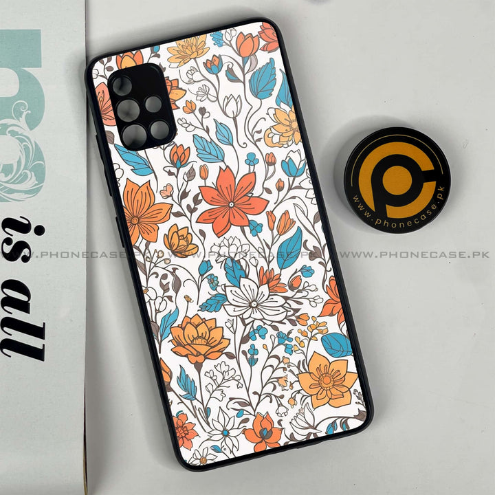 Samsung Galaxy A51 - Floral Series Design 9 - Premium Printed Glass soft Bumper Shock Proof Case