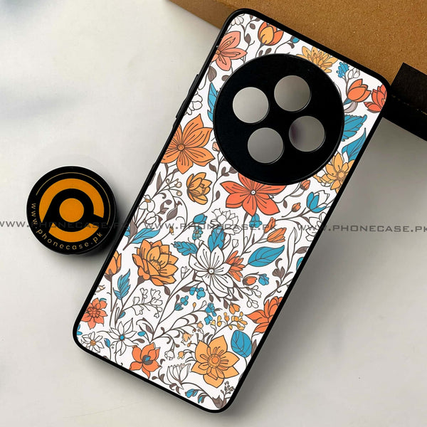 Oppo Reno 12F 4G - Floral Series Design 9 - Premium Printed Glass soft Bumper shock Proof Case