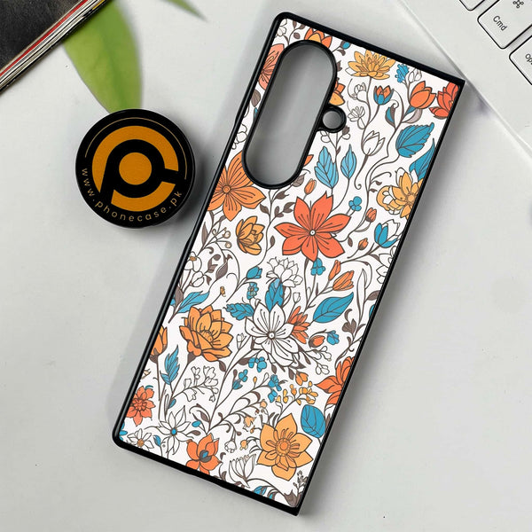 Samsung Galaxy Z Fold 7 - Floral Series Design 9 -  Premium Metal Printed soft Bumper shock Proof Case