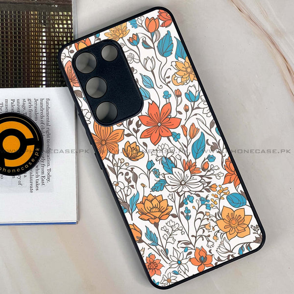 Vivo Y100 - Floral Series Design 9 -  Premium Printed Metal soft Bumper shock Proof Case