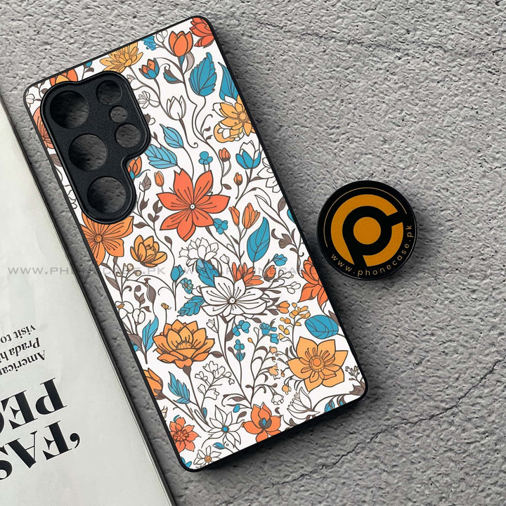 Samsung Galaxy S25 Ultra - Floral Series Design 9 - Premium Metal Printed soft Bumper shock Proof Case