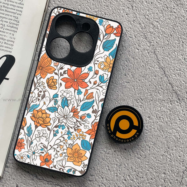 Infinix Smart 8 Pro - Floral Series Design 9 - Premium Metal Printed soft Bumper shock Proof Case