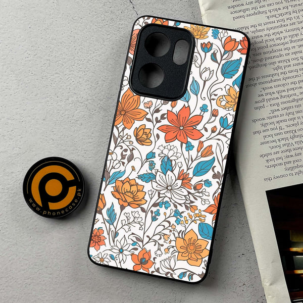 Oppo Reno 13F - Floral Series Design 9 - Premium Metal Printed Soft Bumper Shockproof Case