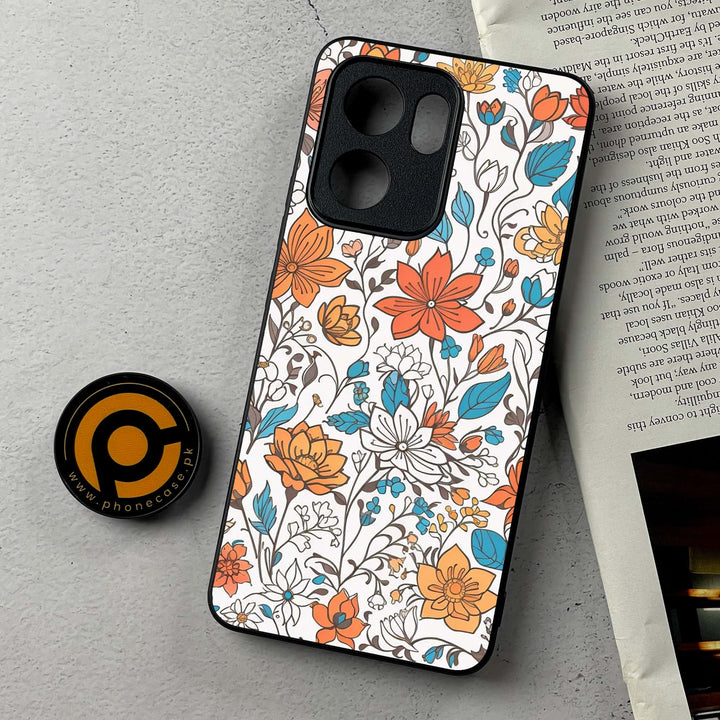 Oppo Reno 13F - Floral Series Design 9 - Premium Metal Printed Soft Bumper Shockproof Case