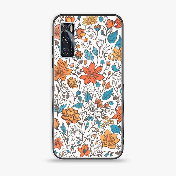 Vivo V20 SE - Floral Series Design 9 - Premium Printed Glass soft Bumper Shock Proof Case