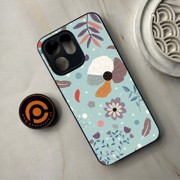 Oppo Reno 14F -  Floral Series Design 5 - Premium Metal Printed Soft Bumper Shockproof Case