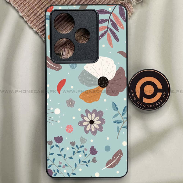 Realme GT 6T - Floral Series Design 5 - Premium Metal Printed soft Bumper shock Proof Case