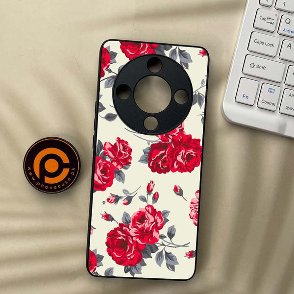 Honor x9b 5G - Floral Series Design 8 - Premium Metal Printed soft Bumper shock Proof Case