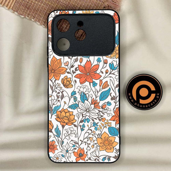 Tecno Spark 40 - Floral Series Design 9 - Premium Metal Printed soft Bumper shock Proof Case