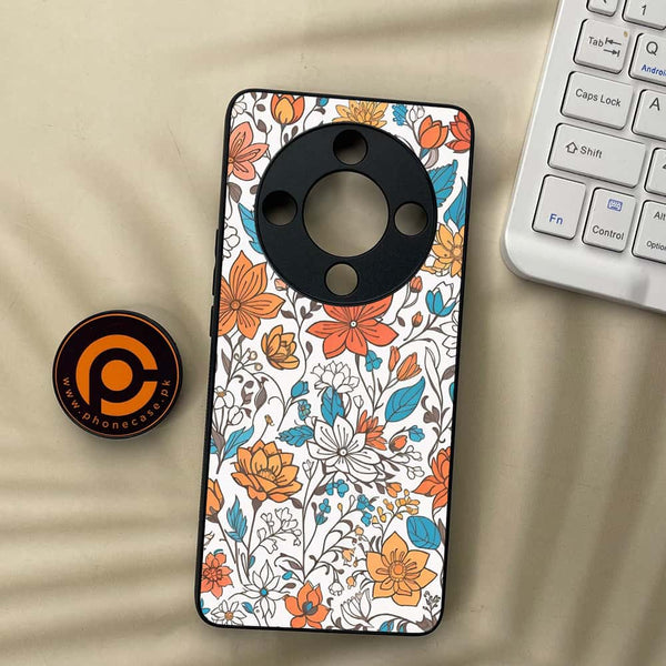 Honor x9b 5G - Floral Series Design 9 - Premium Metal Printed soft Bumper shock Proof Case