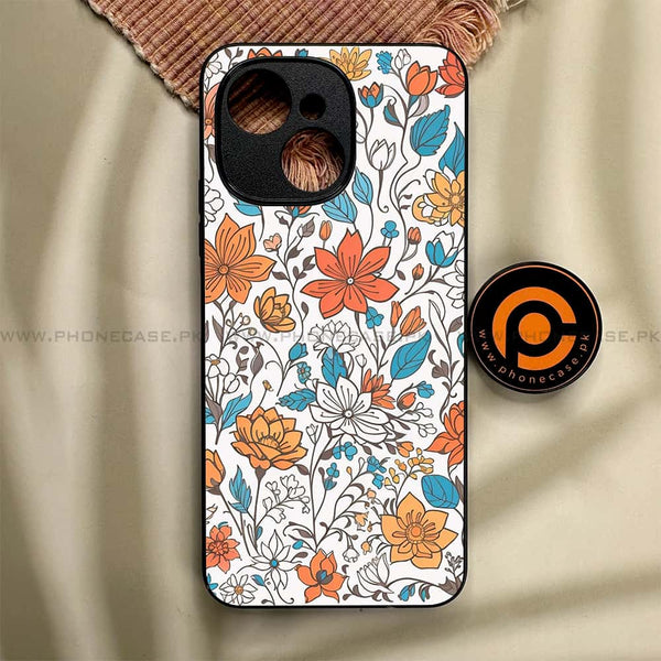 Tecno Spark 40C - Floral Series Design 9 - Premium Metal Printed soft Bumper shock Proof Case