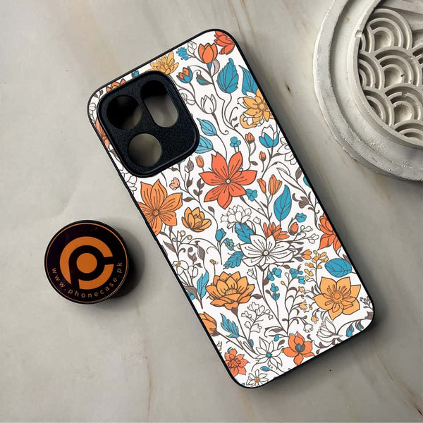 Oppo Reno 14F - Floral Series Design 9 - Premium Metal Printed Soft Bumper Shockproof Case