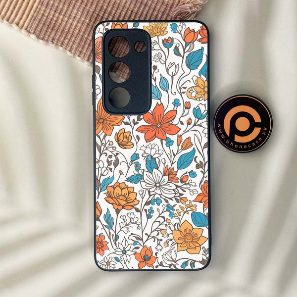 Oppo A5 2025 - Floral Series Design 9 - Premium Metal Printed soft Bumper shock Proof Case
