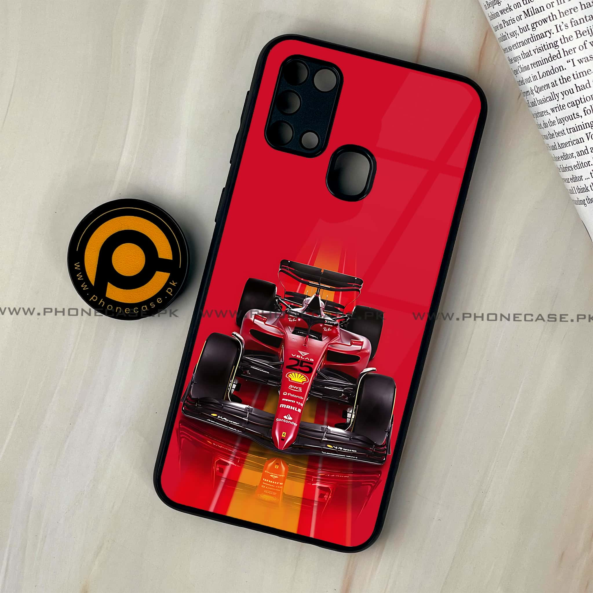 Galaxy M31 - Formula 1 Design - Premium Printed Glass soft Bumper shock Proof Case