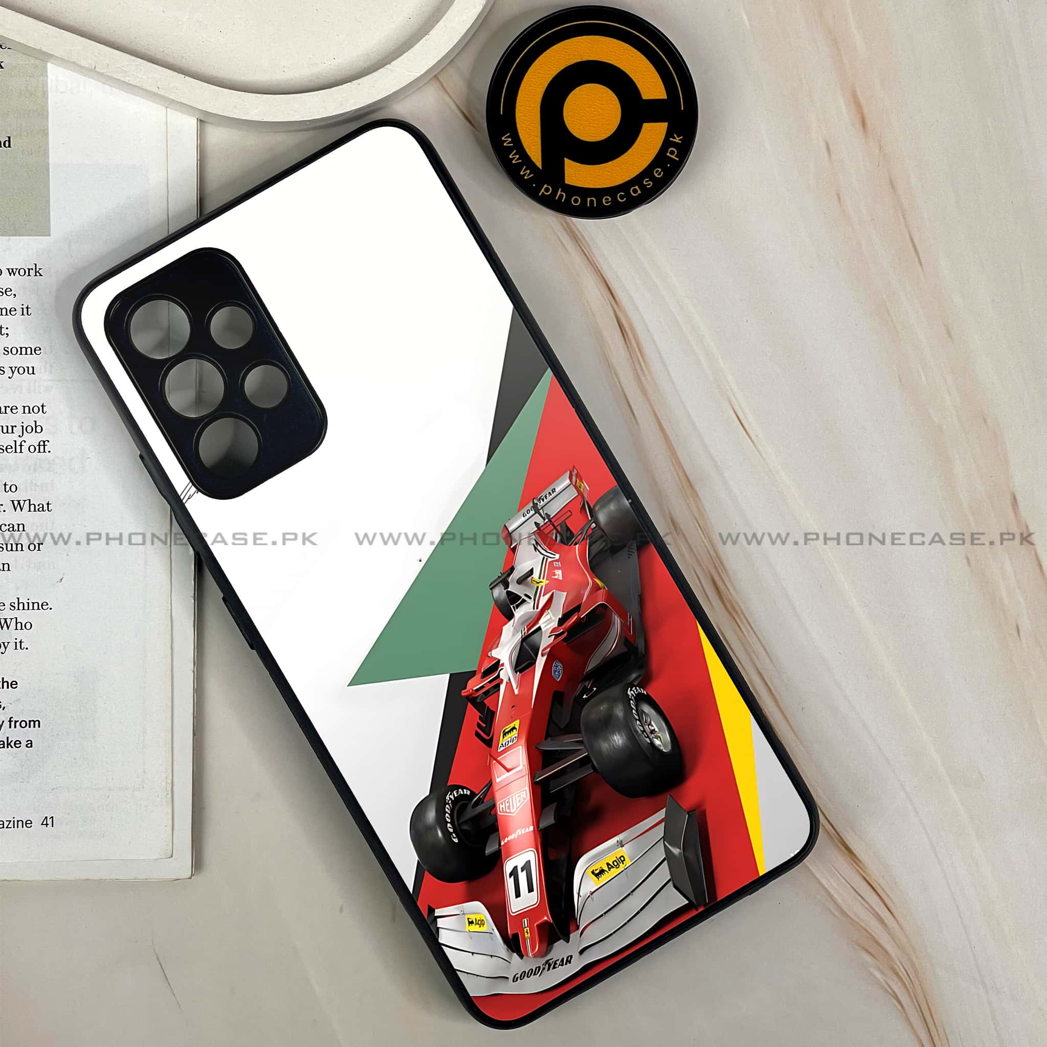 Galaxy A32 - Formula 1 Design Series - Premium Printed Glass soft Bumper shock Proof Case