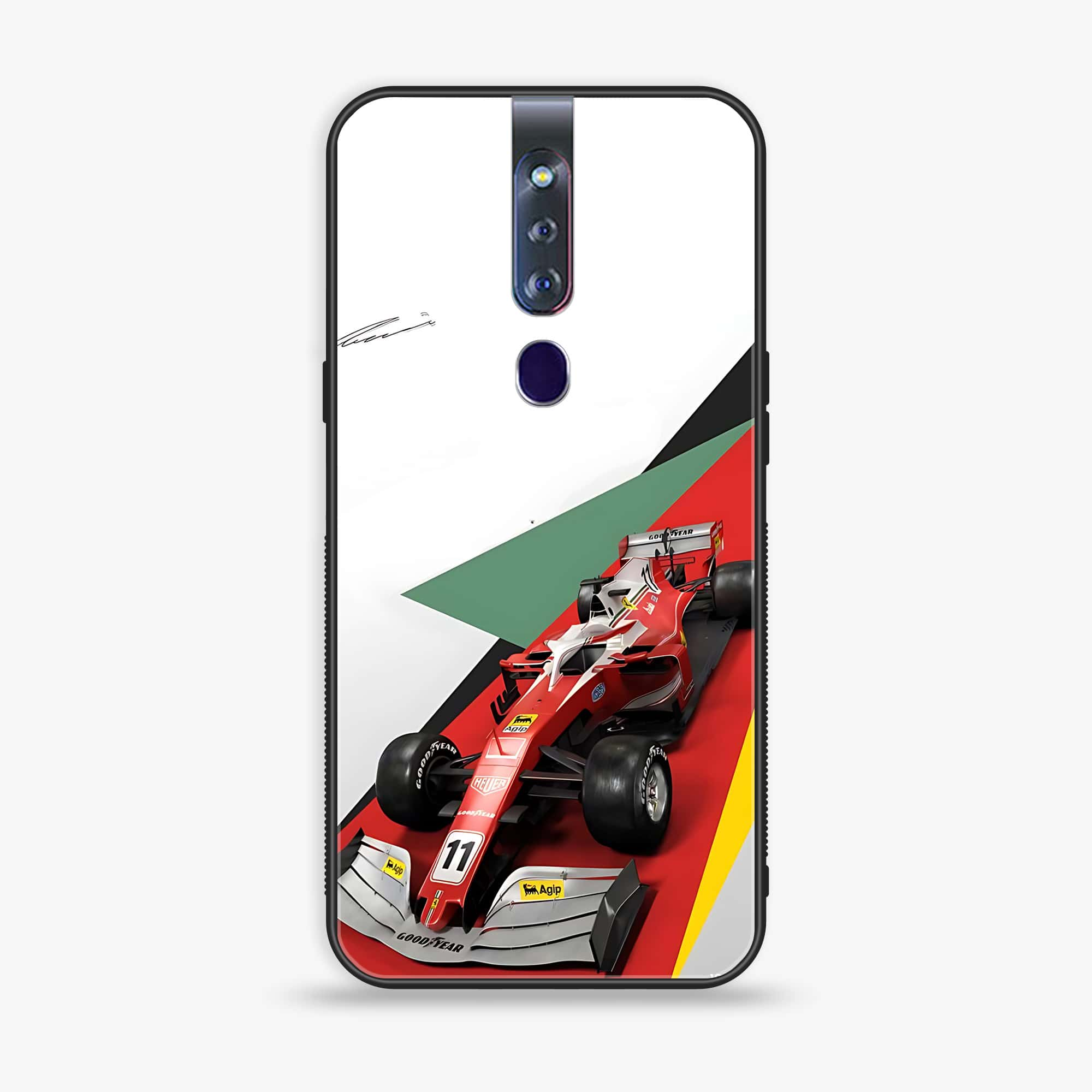 Oppo F11 Pro  Formula 1 Design Series Premium Printed Glass soft Bumper shock Proof Case