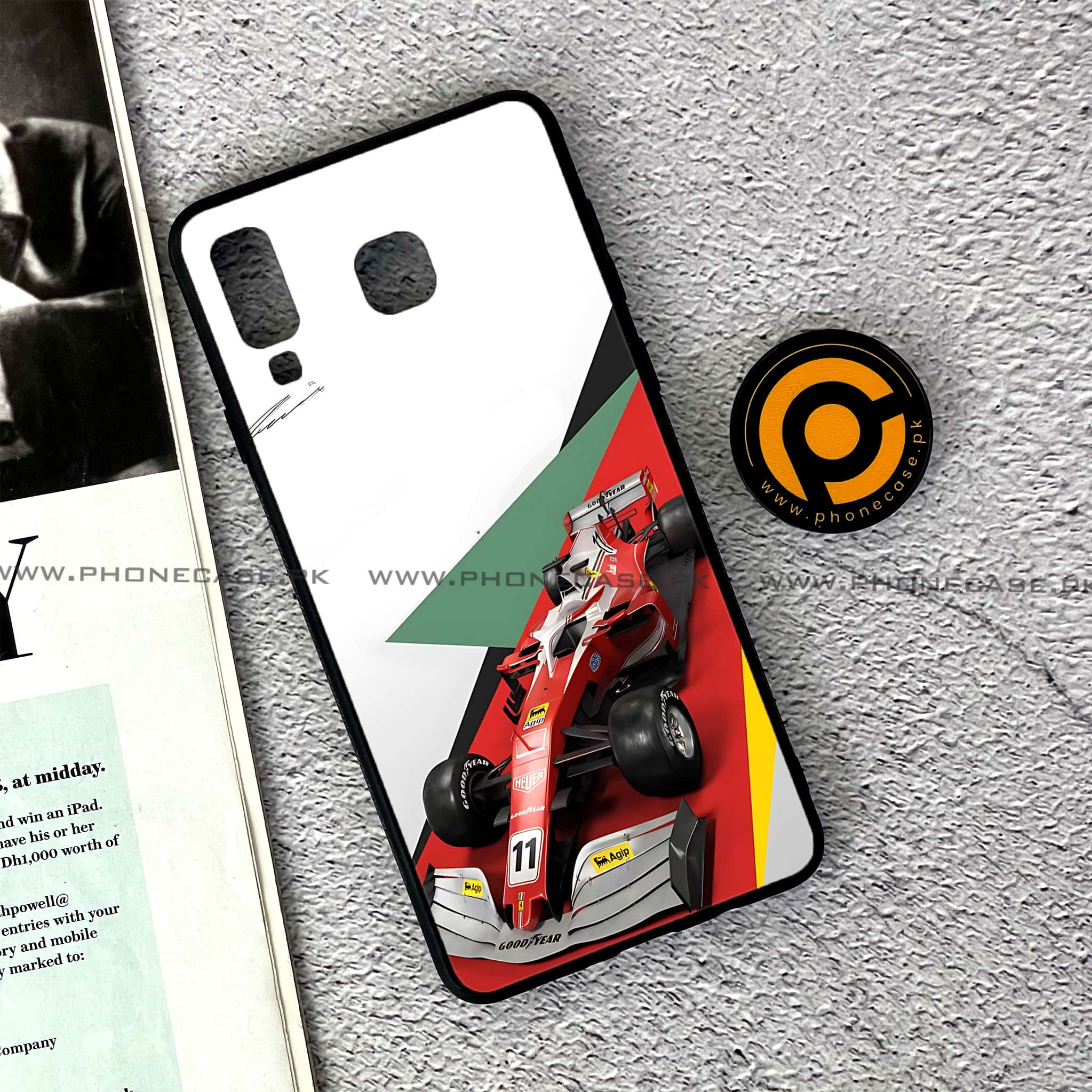 Samsung Galaxy A8 Star(A9 Star) - Formula 1 Design Series - Premium Printed Glass soft Bumper shock Proof Case