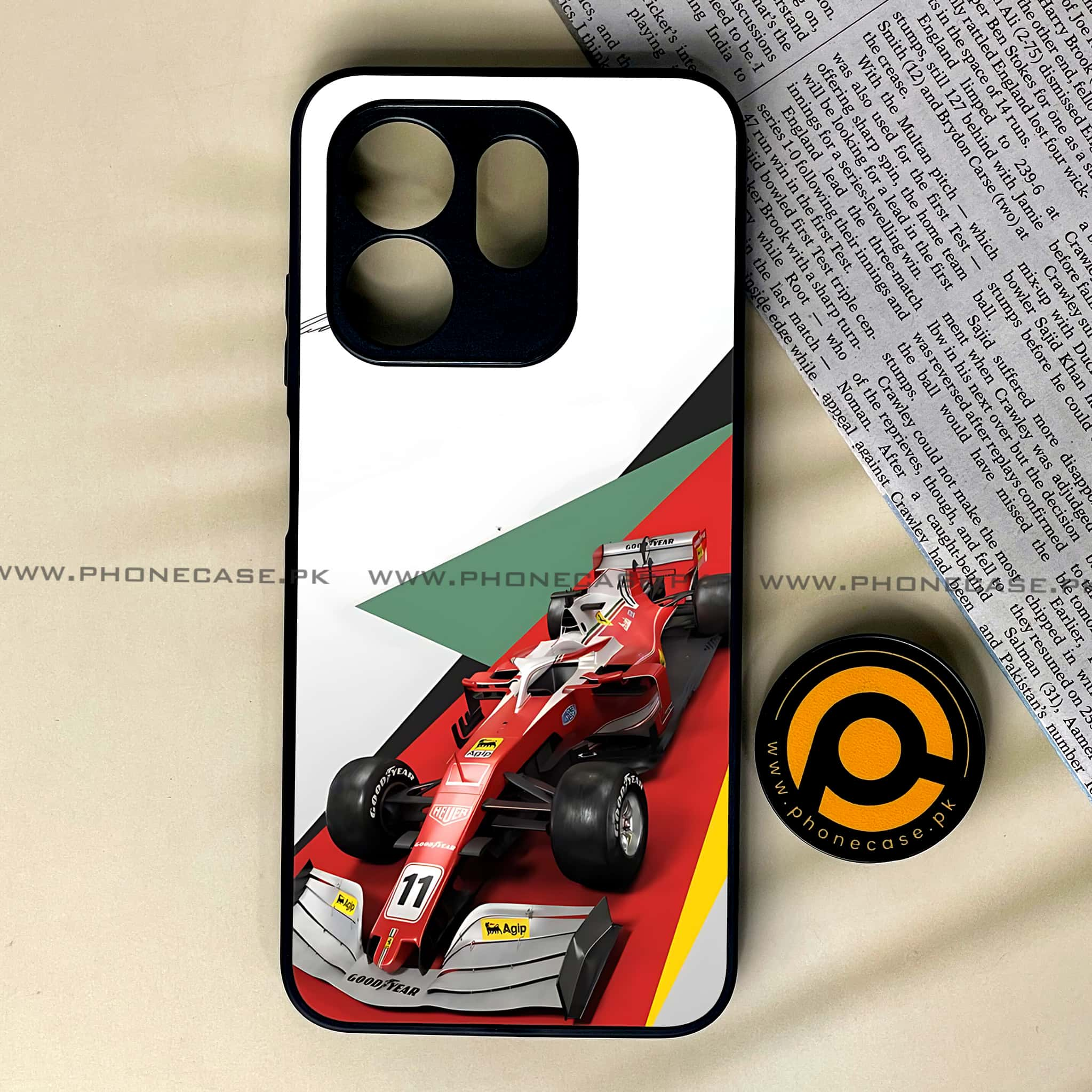 Infinix Hot 50i -  Formula 1 Design - Premium Printed Glass soft Bumper shock Proof Case