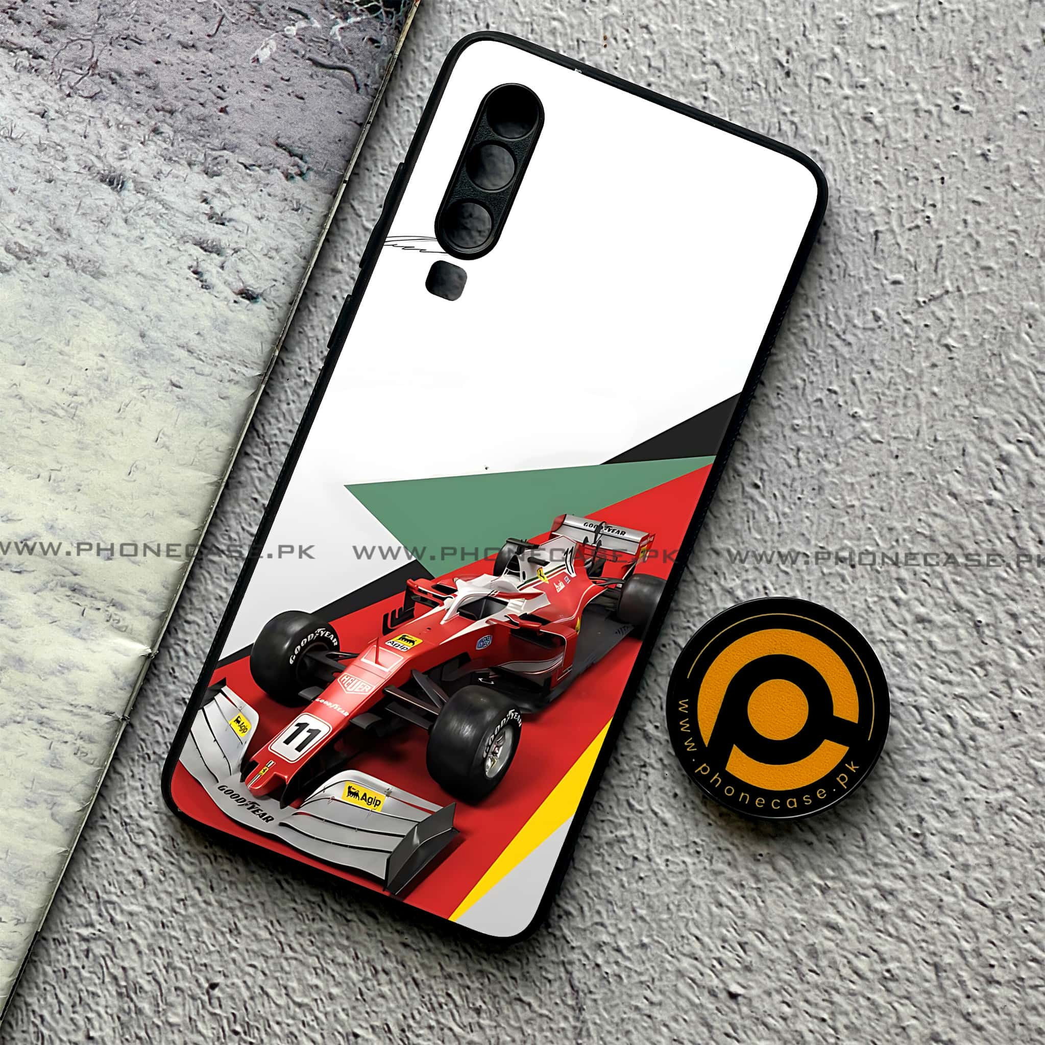 Huawei P30 - Formula 1 Design - Premium Printed Glass soft Bumper shock Proof Case