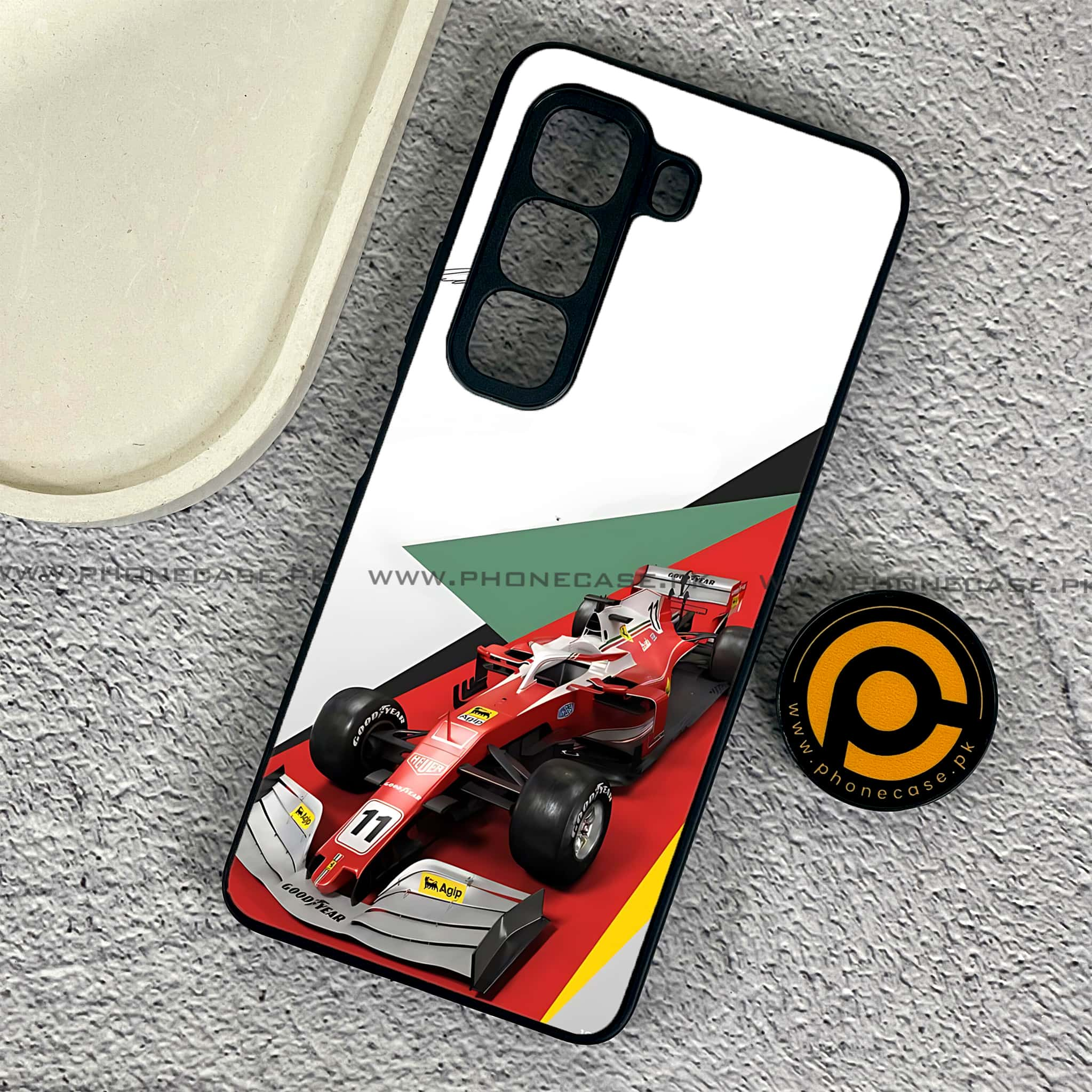 Infinix Hot 50 Pro - Formula 1 Design Series - Premium Printed Glass soft Bumper shock Proof Case