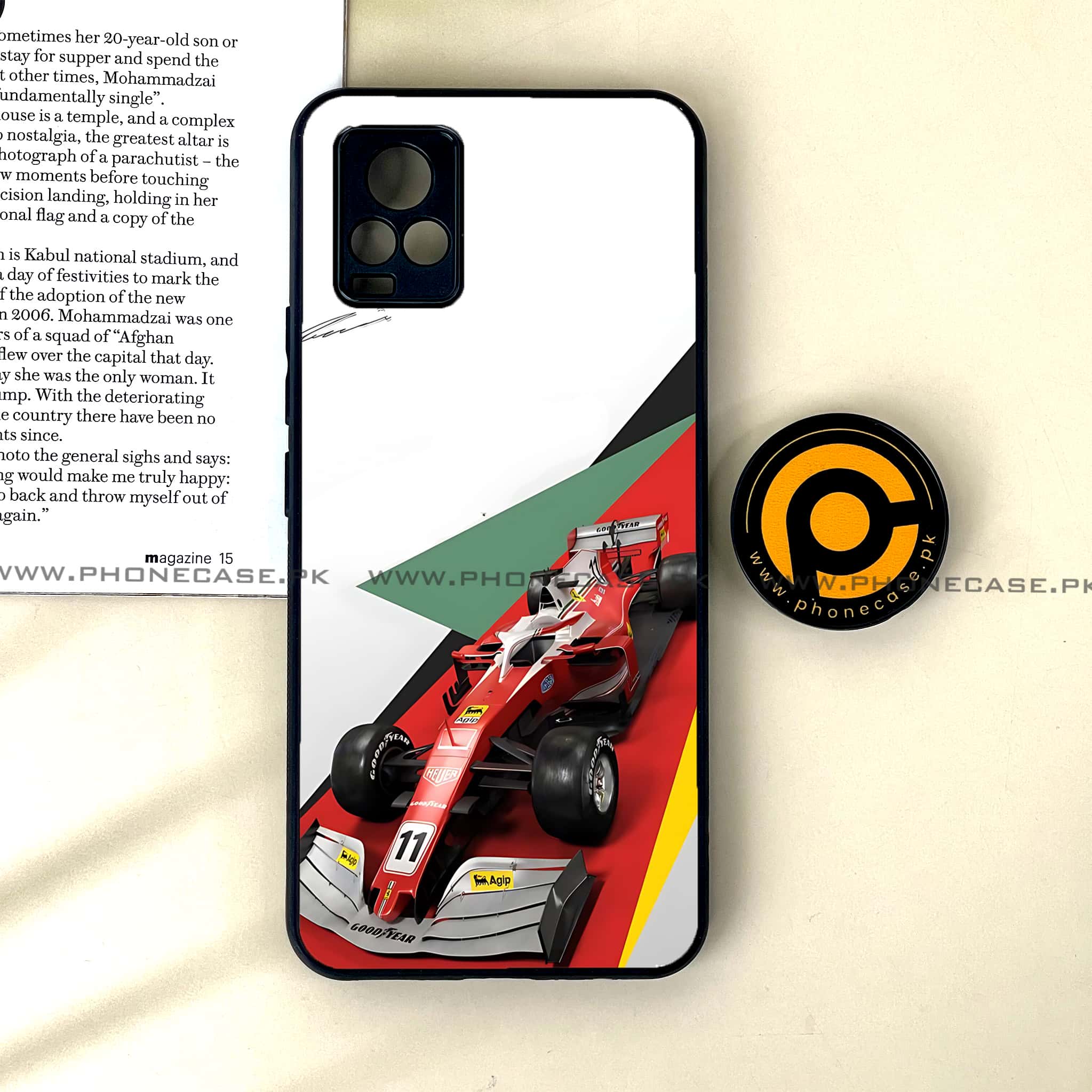 Vivo V20 - Formula 1 Design Series - Premium Printed Glass soft Bumper shock Proof Case