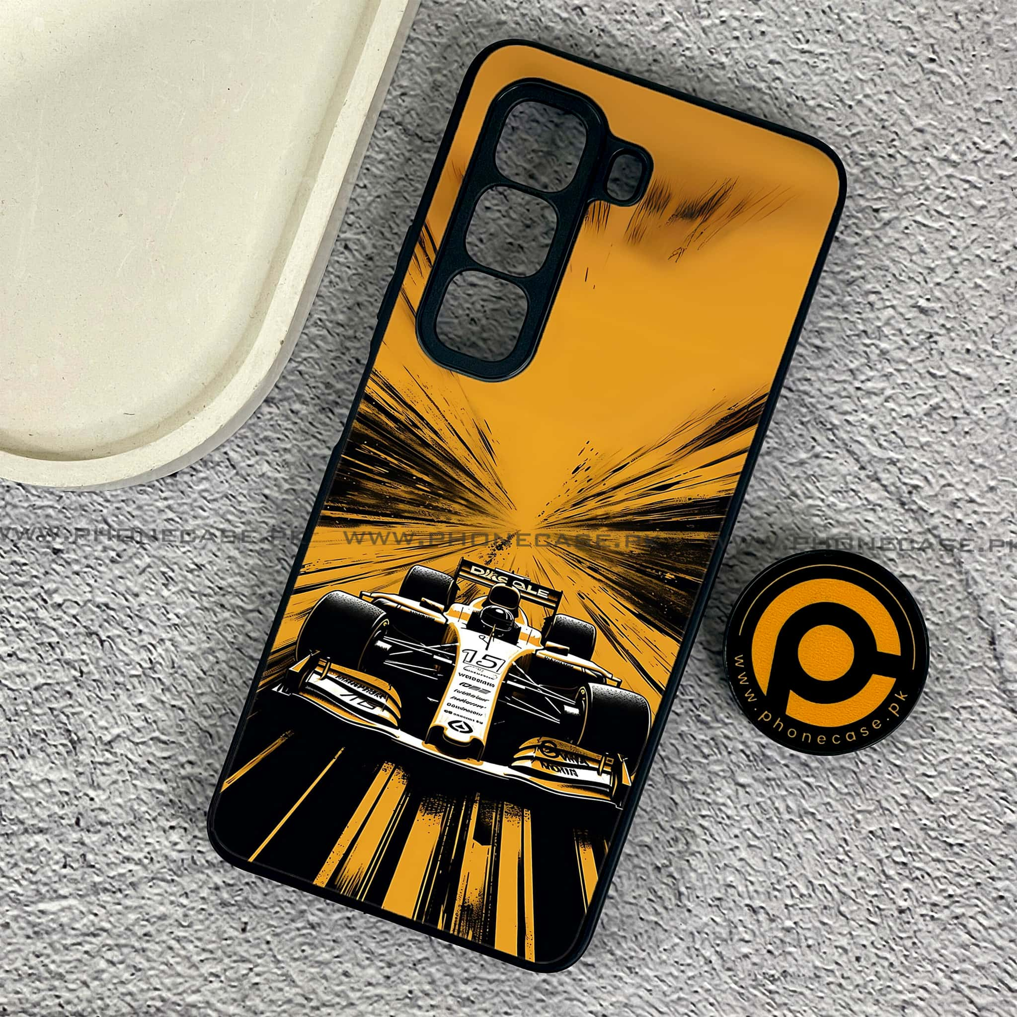 Infinix Hot 50 Pro - Formula 1 Design Series - Premium Printed Glass soft Bumper shock Proof Case