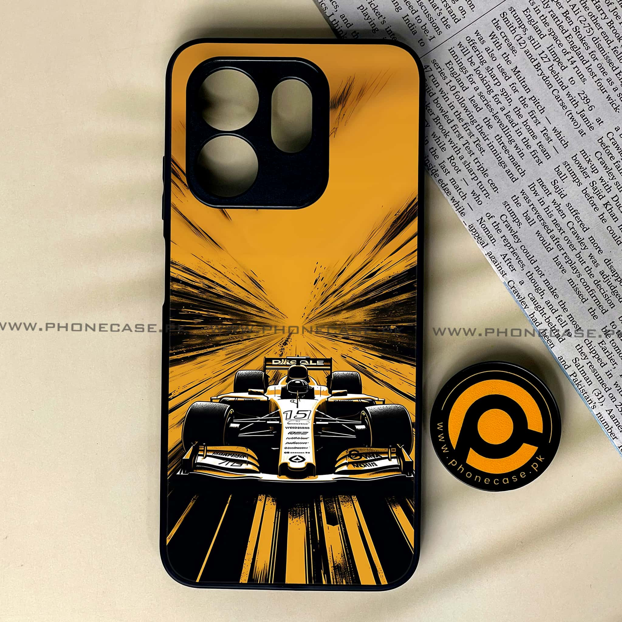 Infinix Hot 50i -  Formula 1 Design - Premium Printed Glass soft Bumper shock Proof Case