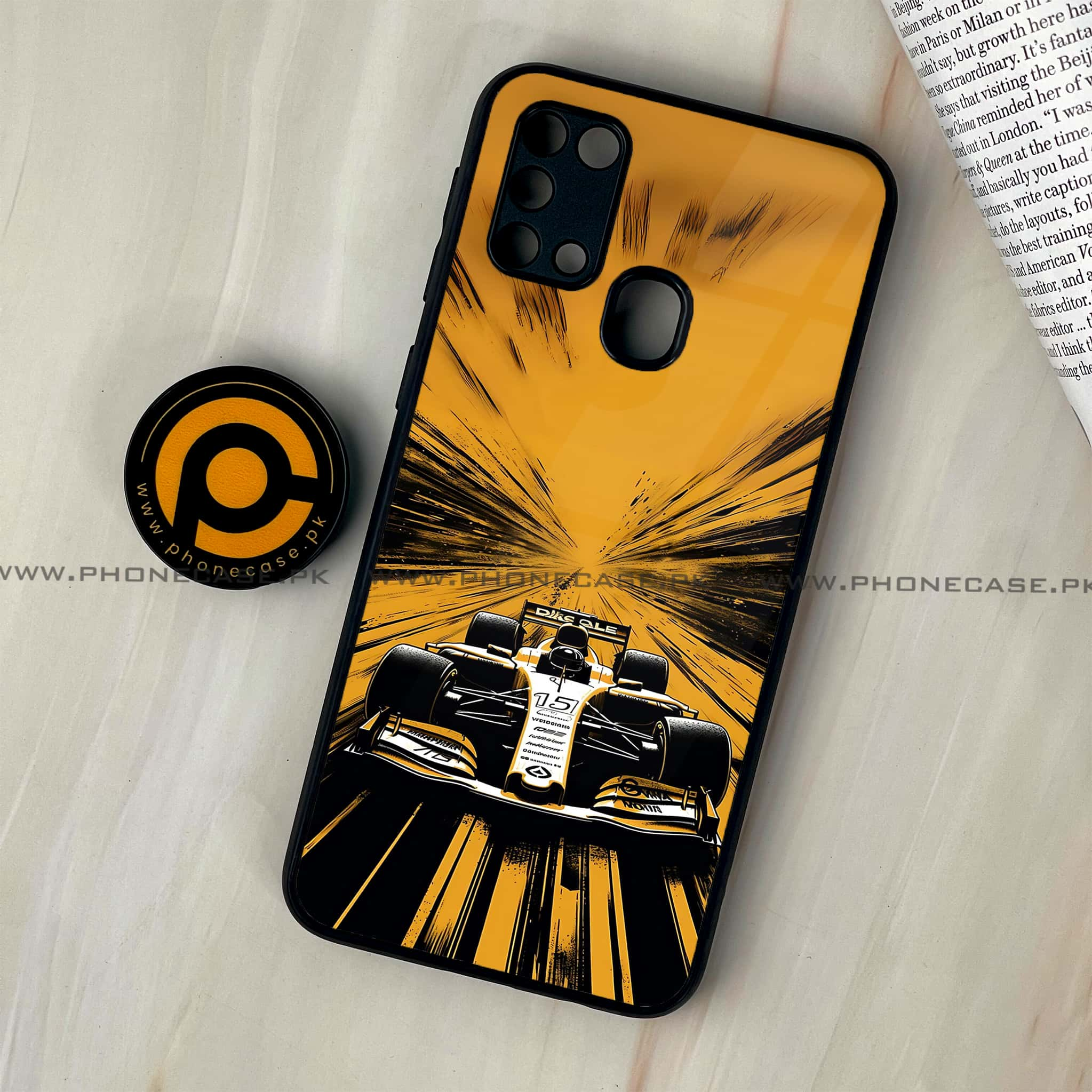 Galaxy M31 - Formula 1 Design - Premium Printed Glass soft Bumper shock Proof Case