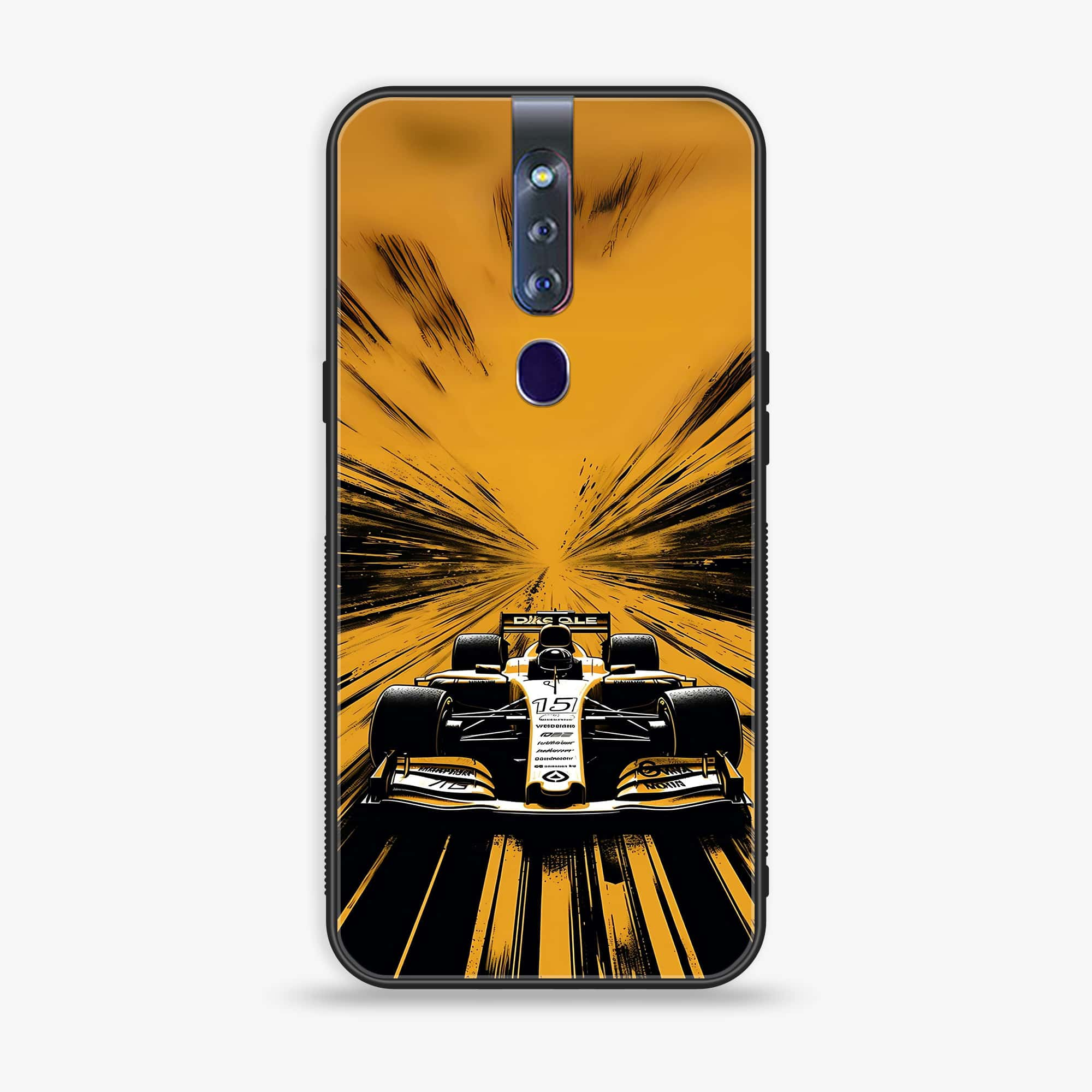 Oppo F11 Pro  Formula 1 Design Series Premium Printed Glass soft Bumper shock Proof Case