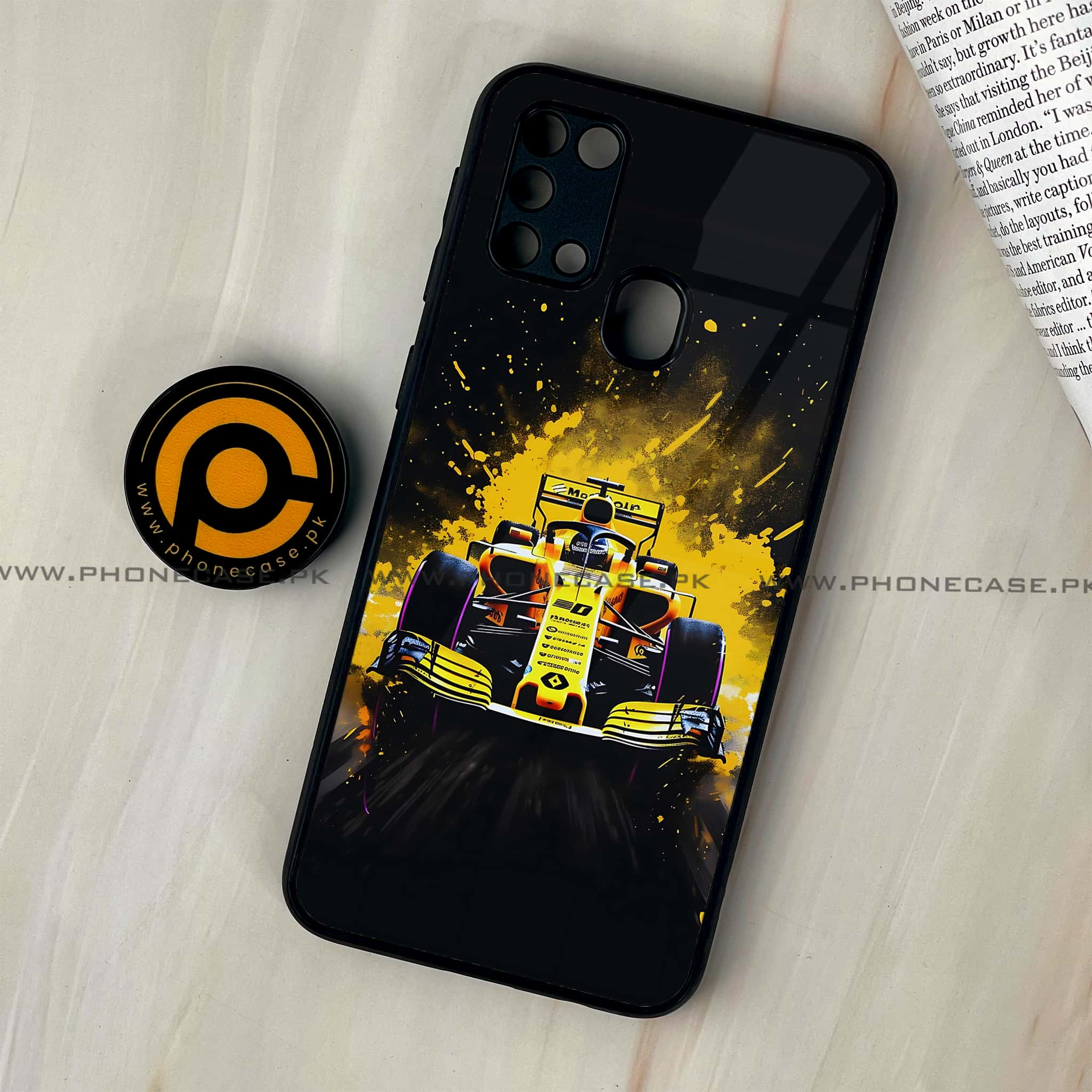 Galaxy M31 - Formula 1 Design - Premium Printed Glass soft Bumper shock Proof Case