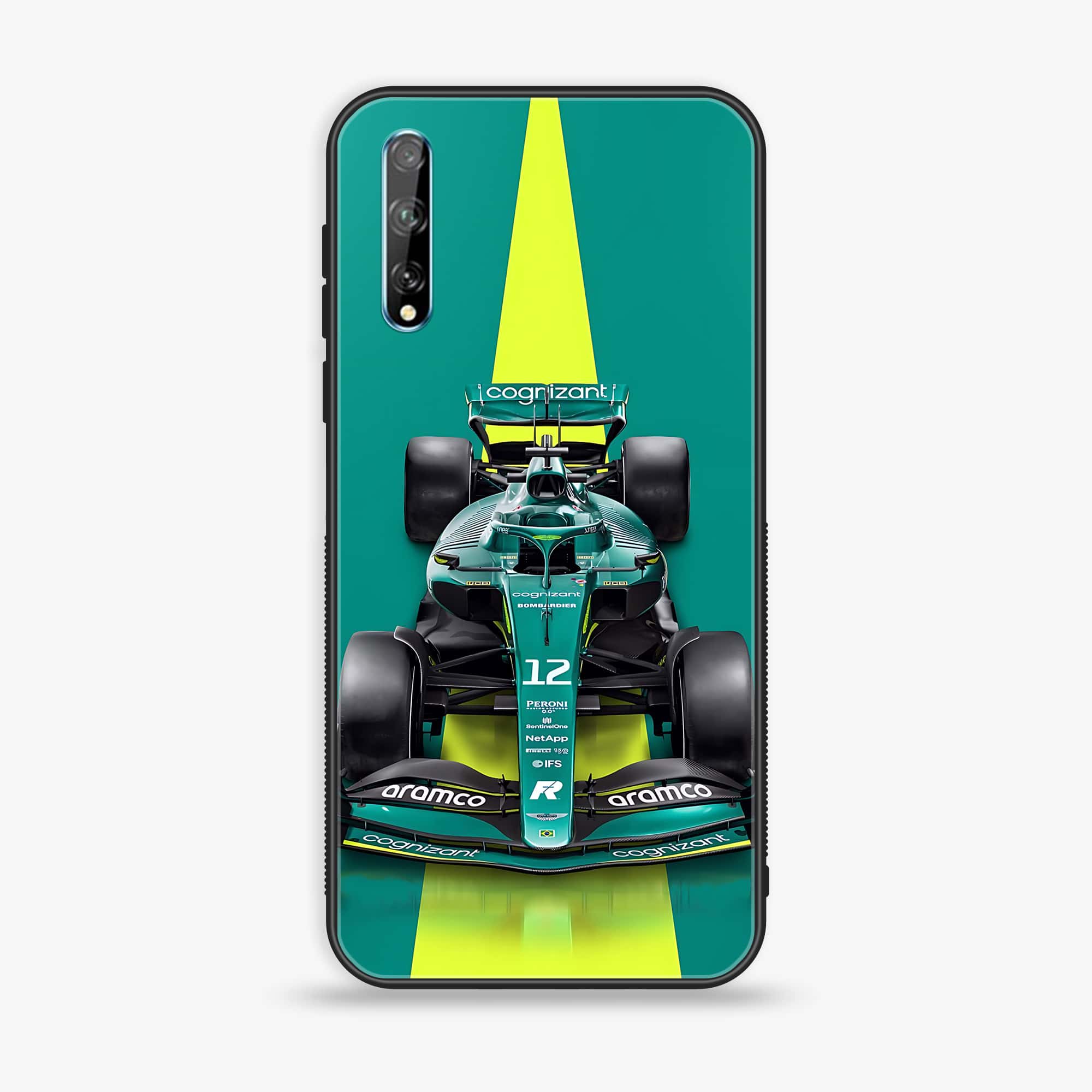 Huawei Y8p - Formula 1 Design Series - Premium Printed Glass soft Bumper shock Proof Case