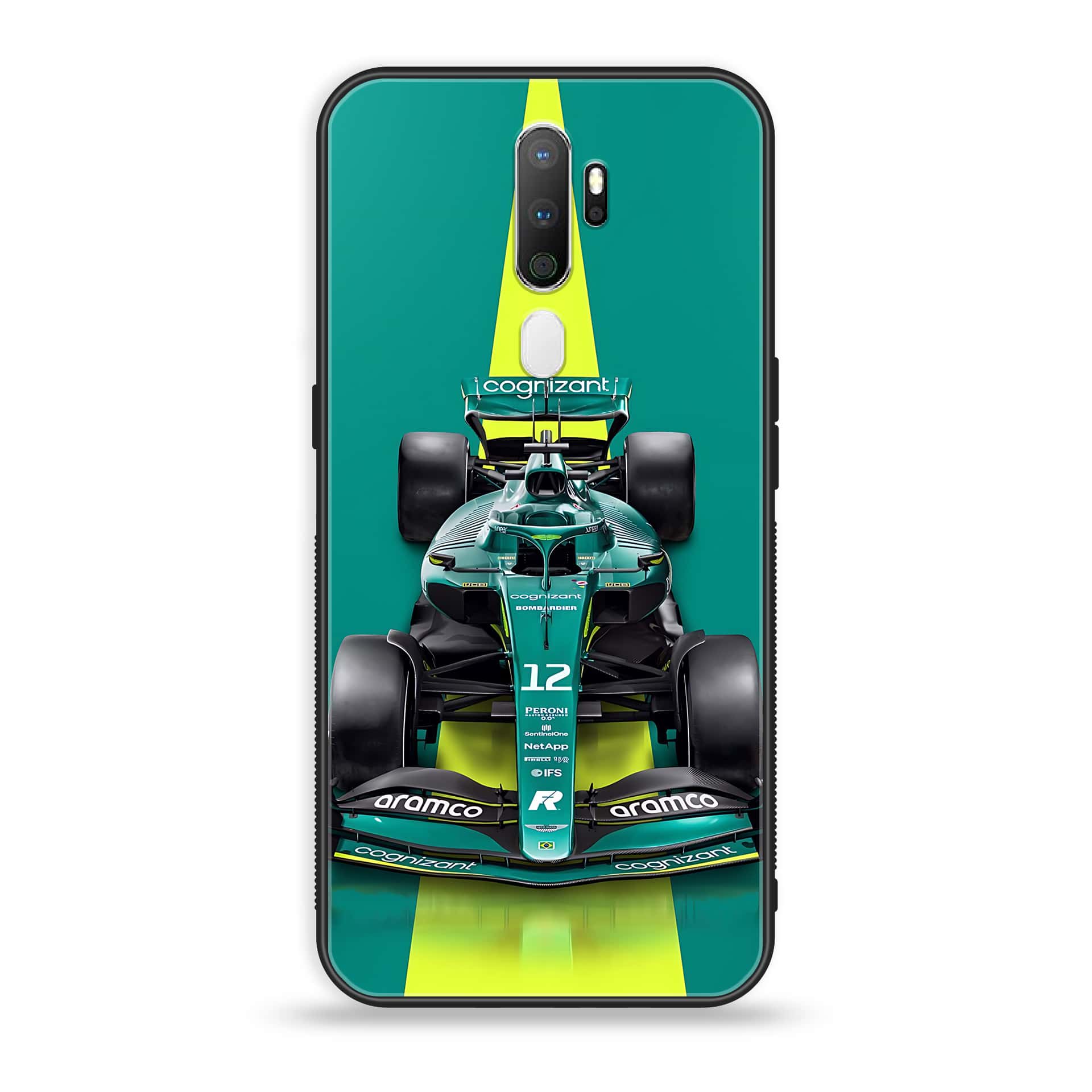 Oppo A5 2020 - Formula 1 Design Series - Premium Printed Glass soft Bumper shock Proof Case