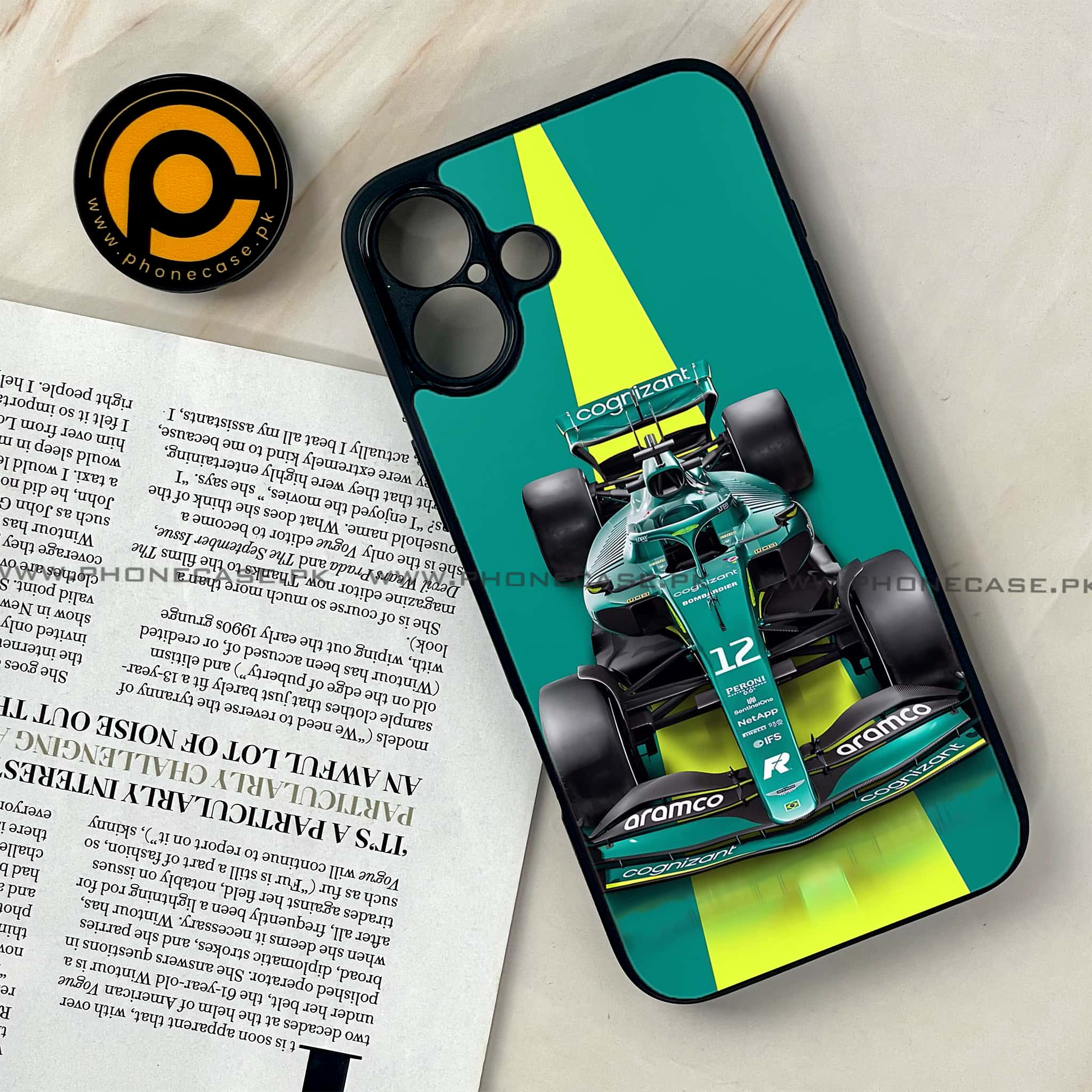 iPhone 16 - Formula 1 Design Series - Premium Printed Glass soft Bumper shock Proof Case