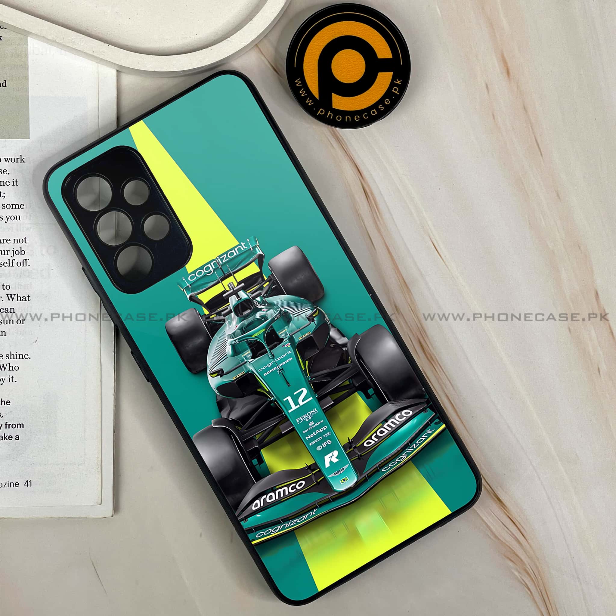 Galaxy A32 - Formula 1 Design Series - Premium Printed Glass soft Bumper shock Proof Case