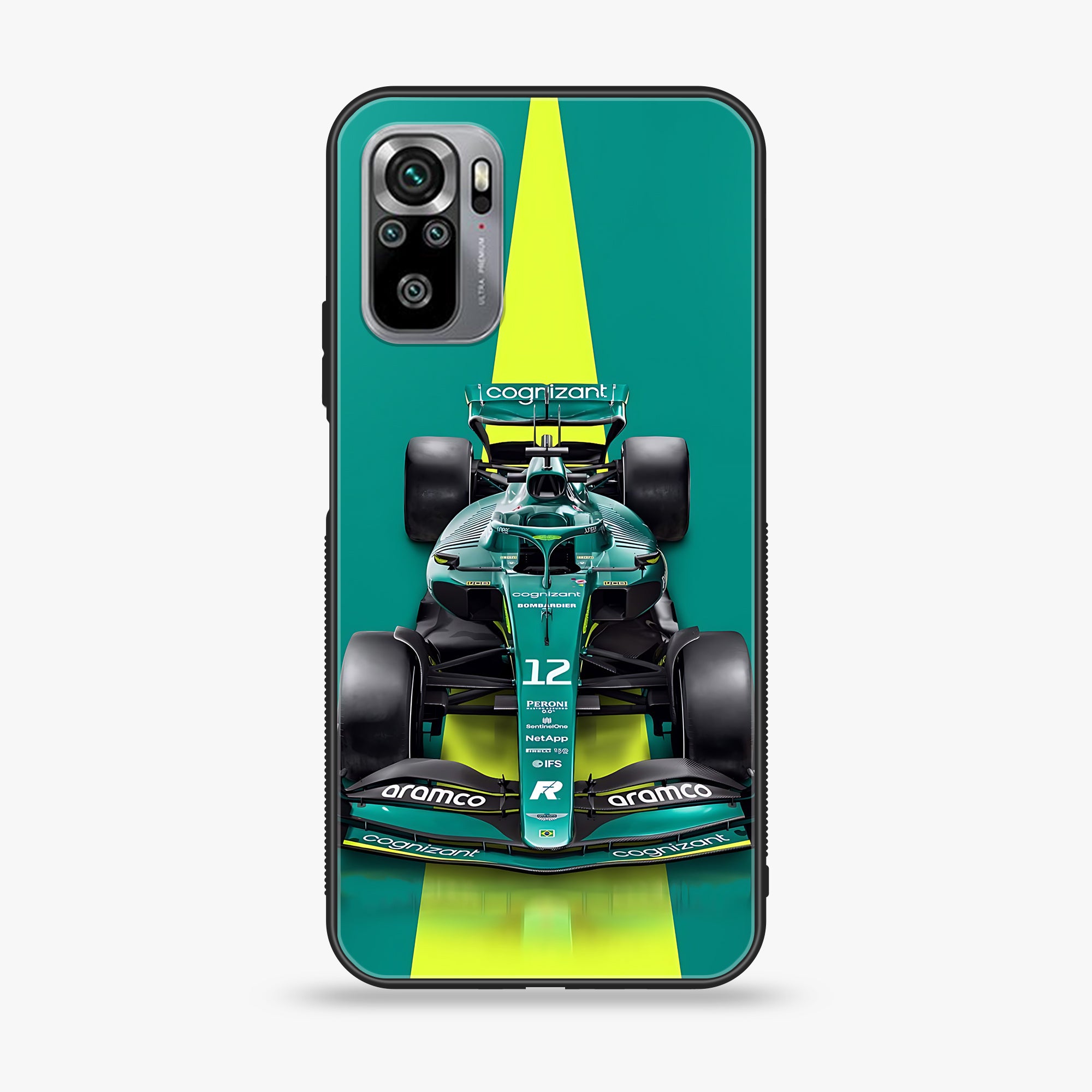 Xiaomi Redmi Note 10S- Formula 1 Design Series - Premium Printed Glass soft Bumper shock Proof Case