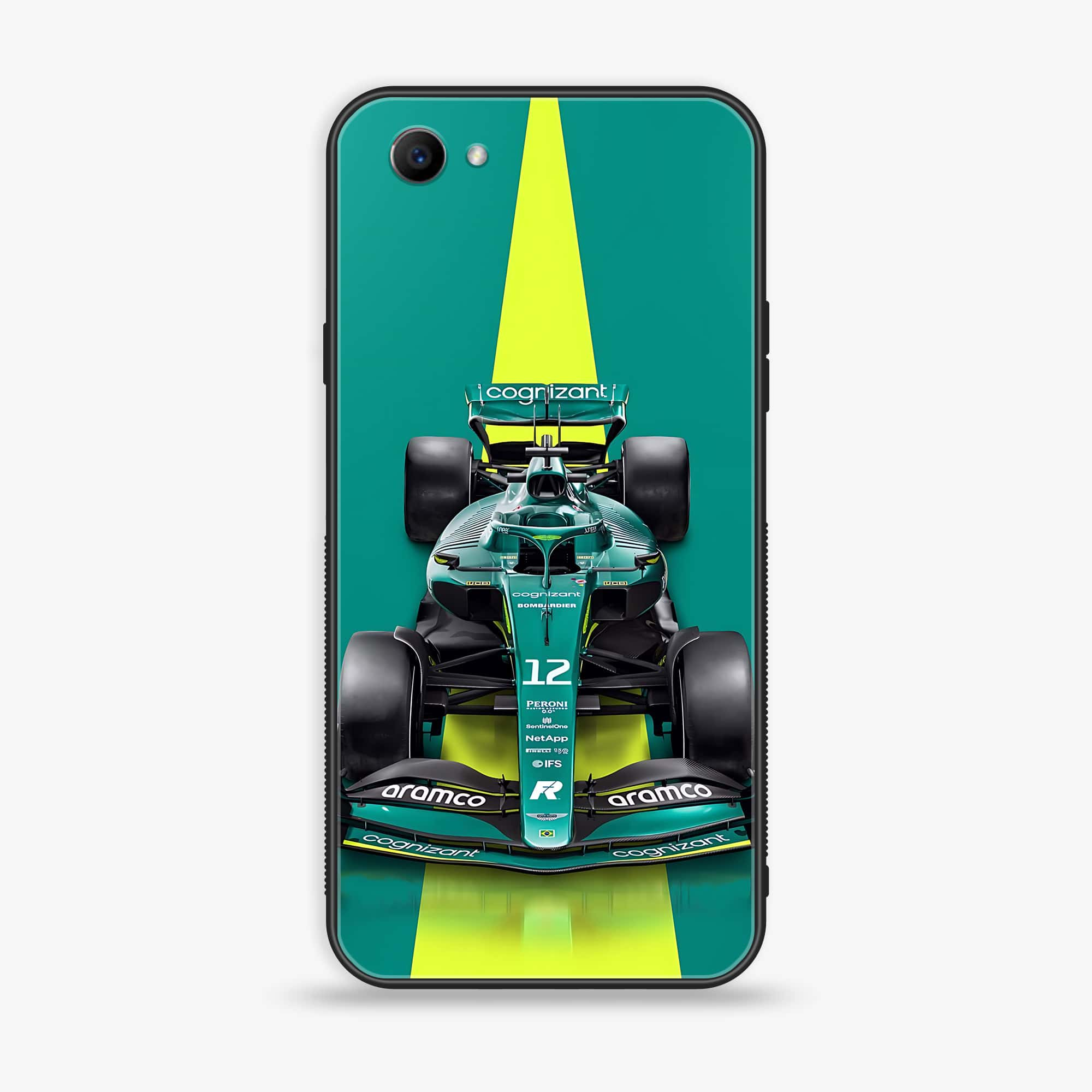 Oppo F7 Youth - Formula 1 Design Series - Premium Printed Glass soft Bumper shock Proof Case