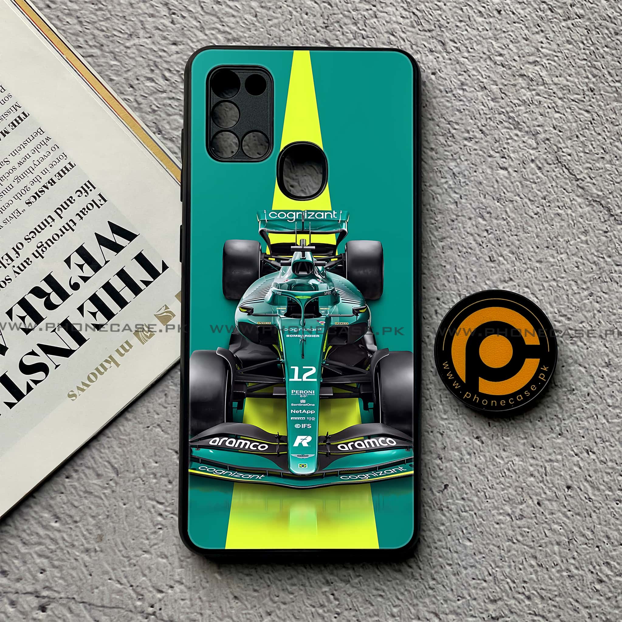 Samsung Galaxy A21s - Formula 1 Design Series - Premium Printed Glass soft Bumper shock Proof Case