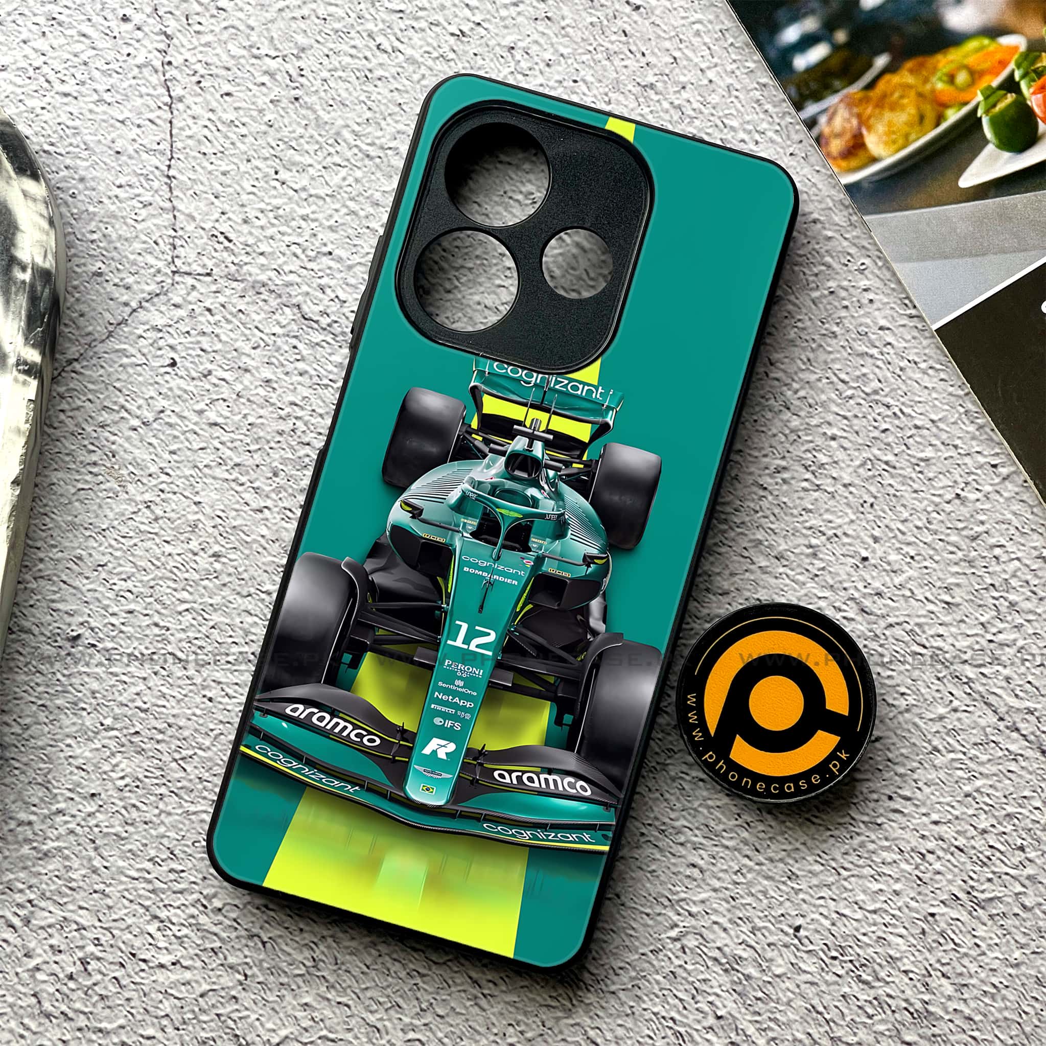 Oppo A5 Pro - Formula 1 Design - Premium Metal Printed soft Bumper shock Proof Case